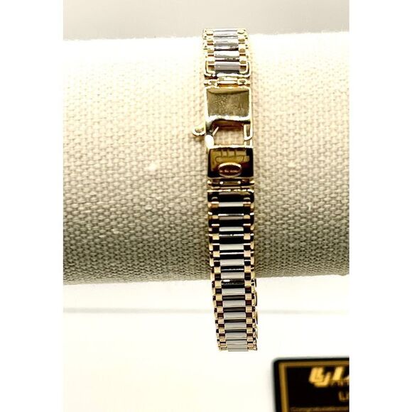 New 14k Italian Gold Men's 8-1/4" Two-Tone Link Bracelet, 18 grams - Picture 5 of 13